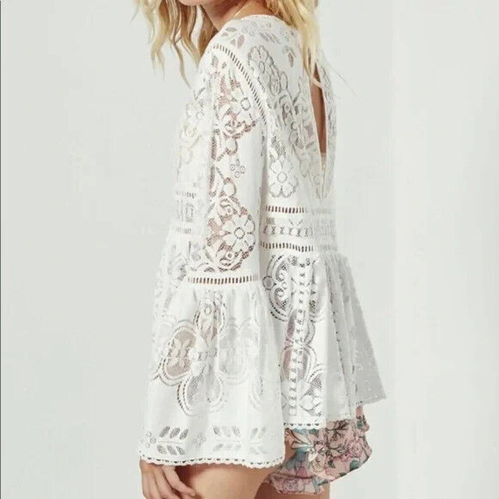 Spell & The Gypsy Collective Designs White Lace Clover Top Blouse Size Small - Picture 7 of 16